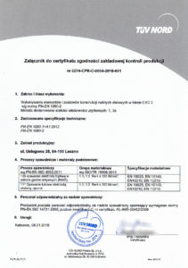 Załącznik do certyfikatu ZKP